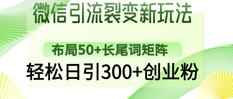 微信引流裂变新玩法：布局50+长尾词矩阵，轻松日引300+创业粉-HEIXMI（中国站）