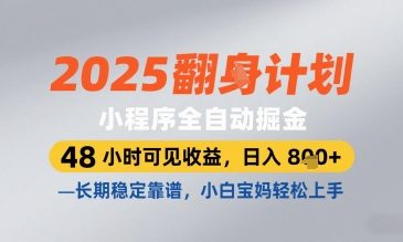 2025小程序全自动掘金，48 小时可见收益，日入8张，长期稳定靠谱，小白宝妈轻松上手【揭秘】-HEIXMI（中国站）
