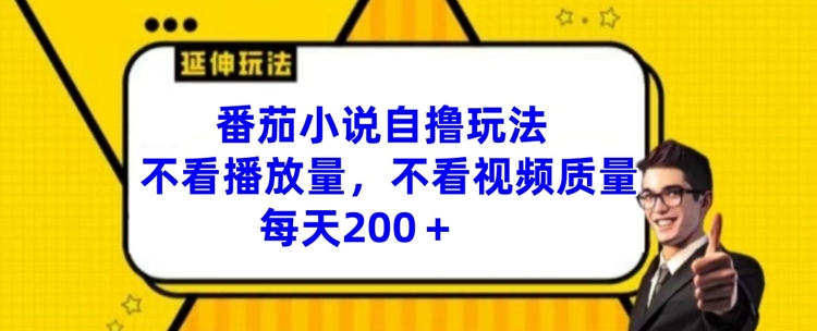 番茄小说自撸玩法，不看播放量，不看视频质量，每天200+【揭秘】-HEIXMI（中国站）