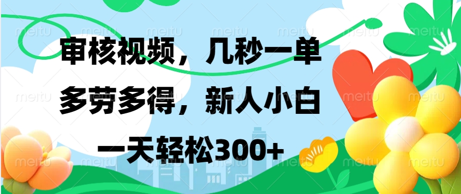 视频审核，新手可做，多劳多得，新人小白一天轻松300+-HEIXMI（中国站）