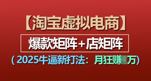 淘宝虚拟电商，2025牛逼新打法：爆款矩阵+店矩阵，月入过万-HEIXMI（中国站）