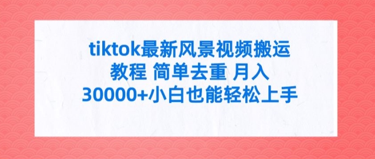 tiktok最新风景视频搬运教程 简单去重 月入3W+小白也能轻松上手【揭秘】-HEIXMI（中国站）