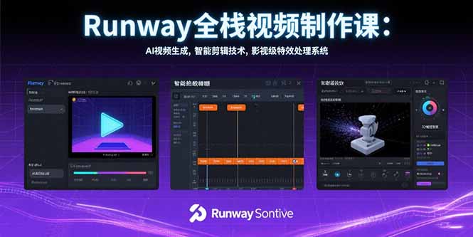 Runway全栈视频制作课：AI视频生成，智能剪辑技术，影视级特效处理系统-HEIXMI（中国站）
