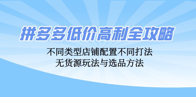 拼多多低价高利全攻略：不同类型店铺配置不同打法，无货源玩法与选品方法-HEIXMI（中国站）
