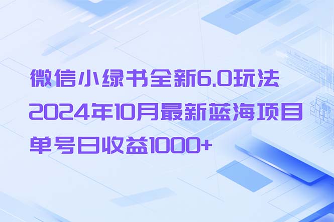 微信小绿书全新6.0玩法，2024年10月最新蓝海项目，单号日收益1000+-HEIXMI（中国站）