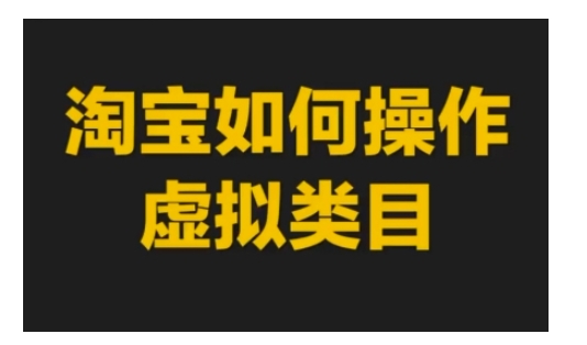 淘宝如何操作虚拟类目，淘宝虚拟类目玩法实操教程-HEIXMI（中国站）