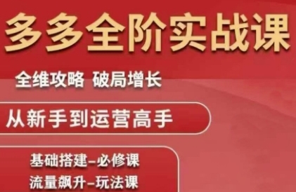 拼多多全阶实战课程，全维攻略，破局增长，从新手到运营高手 - HEIXMI（中国站）-HEIXMI（中国站）