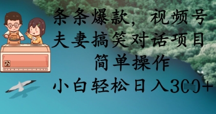 条条爆款，视频号夫妻搞笑对话项目，简单操作，小白轻松日入3张+-HEIXMI（中国站）