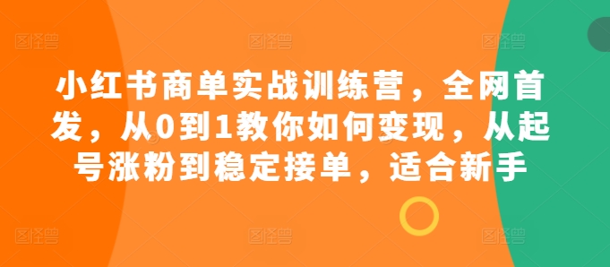 小红书商单实战训练营，全网首发，从0到1教你如何变现，从起号涨粉到稳定接单，适合新手-HEIXMI（中国站）