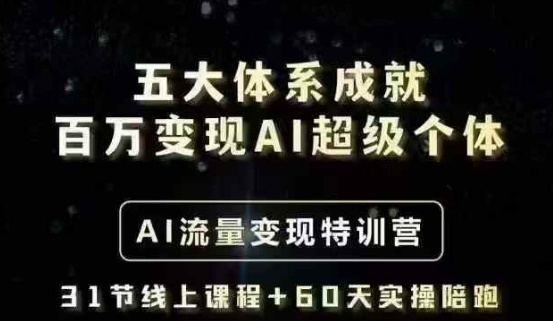 五大体系成就百万变现AI超级个体- AI流量变现特训营，一步一步教你一个人怎么年入百W-HEIXMI（中国站）