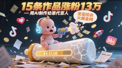 用AI制作幼崽代言人，宝宝的控诉火爆全网，15条作品涨粉13W，单号月入5位数实操教程 - HEIXMI（中国站）-HEIXMI（中国站）