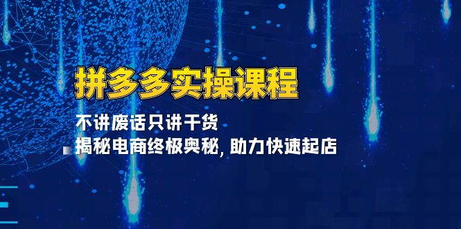 拼多多实操课程：不讲废话只讲干货, 揭秘电商终极奥秘,助力快速起店-HEIXMI（中国站）