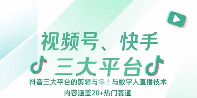 视频号、快手、抖音三大平台的剪辑与数字人直播技术，内容涵盖20+热门赛道-HEIXMI（中国站）