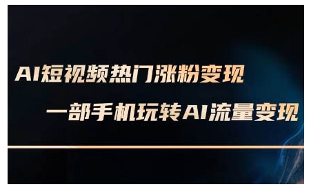 AI短视频热门涨粉变现课，AI数字人制作短视频超级变现实操课，一部手机玩转短视频变现-HEIXMI（中国站）
