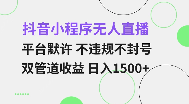 抖音小程序无人直播 平台默许 不违规不封号 双管道收益 日入多张 小白也能轻松操作【仅揭秘】-HEIXMI（中国站）