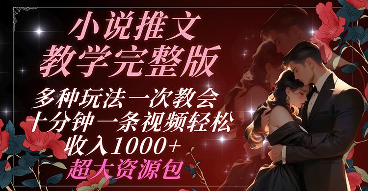 小说推文教学完整版 多种玩法一次教会 十分钟一条视频轻松收入1000+ 超大资源包-HEIXMI（中国站）