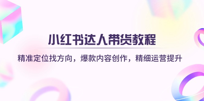 小红书达人带货教程：精准定位找方向，爆款内容创作，精细运营提升-HEIXMI（中国站）