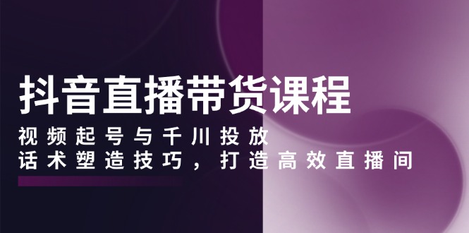 抖音直播带货课程，视频起号与千川投放，话术塑造技巧，打造高效直播间-HEIXMI（中国站）