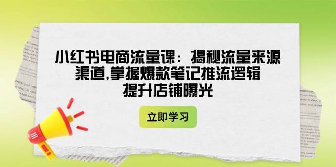 小红书电商流量课：揭秘流量来源渠道,掌握爆款笔记推流逻辑,提升店铺曝光-HEIXMI（中国站）