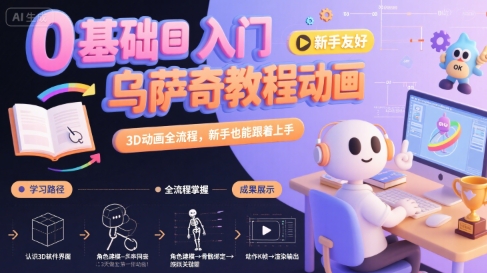 0基础入门乌萨奇教程动画，3D动画全流程，新手也能跟着上手-HEIXMI（中国站）