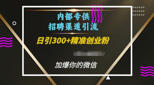 内部招聘渠道日引流300+创业粉，加爆你的微信【揭秘】-HEIXMI（中国站）