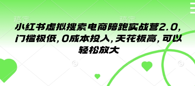 小红书虚拟搜索电商陪跑实战营2.0，门槛极低，0成本投入，天花板高，可以轻松放大-HEIXMI（中国站）