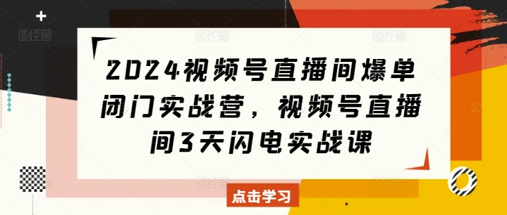 2024视频号直播间爆单闭门实战营，视频号直播间3天闪电实战课-HEIXMI（中国站）