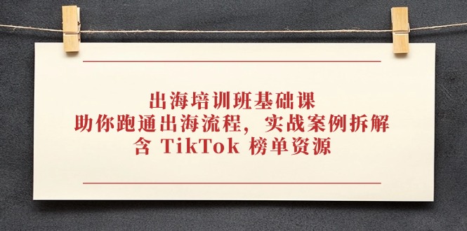 出海培训班基础课，助你跑通出海流程，实战案例拆解，含 TikTok 榜单资源-HEIXMI（中国站）