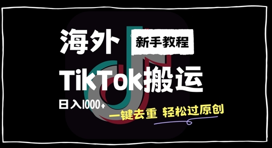 2024最新海外TikTok搬运玩法，一键去重轻松过原创，新手无经验也能日入1k【揭秘】-HEIXMI（中国站）