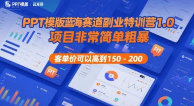 PPT模版蓝海赛道副业特训营1.0，项目非常简单粗暴，客单价可以高到150-200-HEIXMI（中国站）