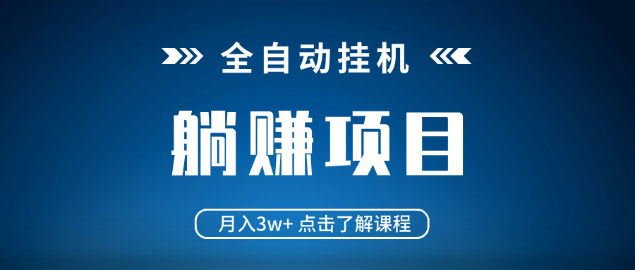 全自动挂机项目 月入3w+ 真正躺平项目 不吃电脑配置 当天见收益-HEIXMI（中国站）