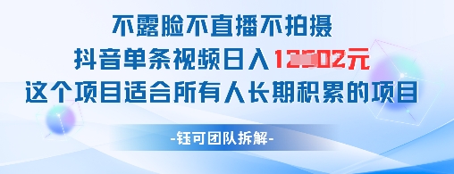 不露脸不直播不拍摄抖音单条视频日入1k+这个项目适合所有人长期积累的项目-HEIXMI（中国站）