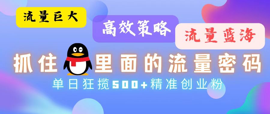 流量蓝海，抓住QQ里面的流量密码！高效策略，单日狂揽500+精准创业粉-HEIXMI（中国站）