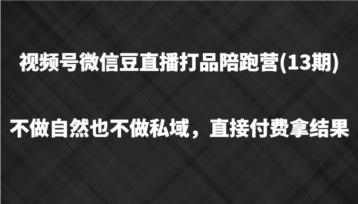视频号微信豆直播打品陪跑(13期)，不做不自然流不做私域，直接付费拿结果-HEIXMI（中国站）