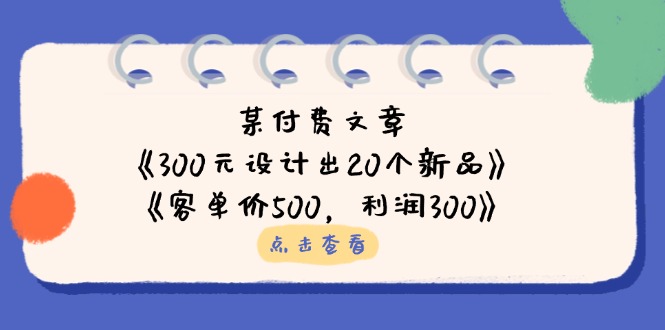某付费文章：《300元设计出20个新品》+《客单价500，利润300》-HEIXMI（中国站）